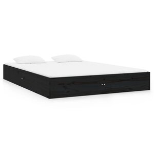 vidaXL Cadre de lit Noir Bois massif 120x190 cm Petit double