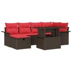 vidaXL Ensemble de canapé de jardin 7 Pièces Marron Poly rotin
