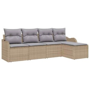 vidaXL Ensemble de canapé de jardin 5 Pièces Beige polyrotin