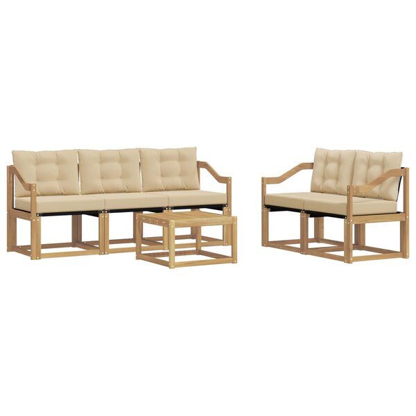 vidaXL Ensemble de canapés d'extérieur 6 pc Blanc et Beige