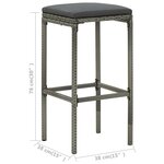 vidaXL Ensemble de bar de jardin avec coussins 4 Pièces Gris