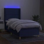 vidaXL Sommier à lattes de lit matelas et LED Bleu 100x200 cm Tissu
