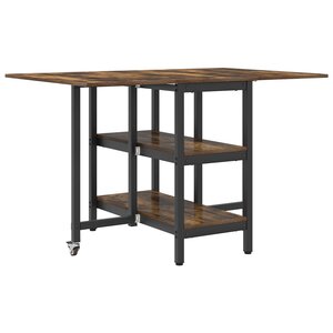vidaXL Table à dîner 122 x 80 x 76 5 cm Bois d'ingénierie Chêne fumé