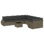 vidaXL Salon de jardin 11 Pièces avec coussins gris clair résine tressée