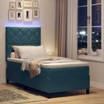 vidaXL Lit à ressort LED avec matelas Bleu foncé 100 x 200 cm Velours