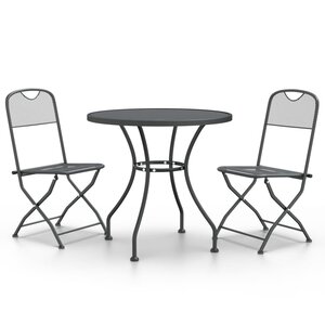 vidaXL Ensemble à manger de jardin 3 Pièces Maille Métal Anthracite