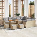 Ensemble de 13 pièces de canapé de jardin avec coussins beige en polyrotin acacia