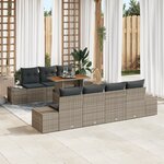 vidaXL Ensemble de Sofa de Jardin de 8 Pièces avec Coussins Gris Rattan Poly