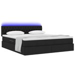 vidaXL Lit de rangement LED avec matelas Noir 180 x 200 cm Tissu