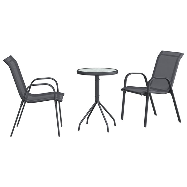 vidaXL Ensemble Bistro de Jardin 3 Pièces Anthracite Textilène et Acier