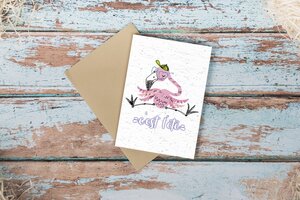 Carte à planter humoristique flamant rose