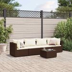 vidaXL Salon de jardin 5 Pièces avec coussins Marron Résine tressée