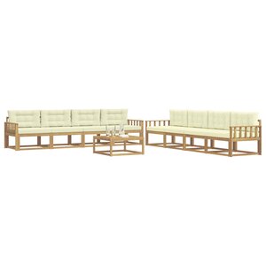 vidaXL Ensemble de canapés d'extérieur 9 pc Blanc et crème Polyester
