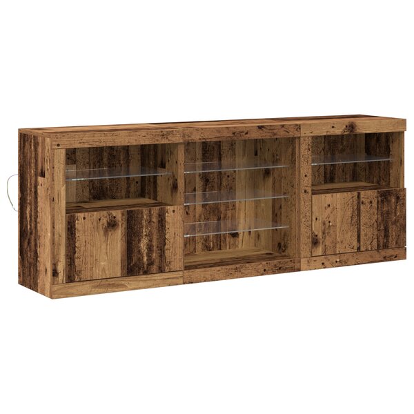 vidaXL Buffet avec lumières LED Bois ancien 181 5x37x67 cm Bois recyclé