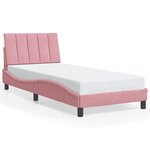 vidaXL Cadre de lit avec LED sans matelas Hanko rose 90x200 cm velours