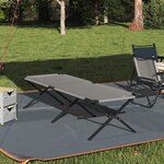 vidaXL Lit de soleil pliant avec Sac de Transport Gris Tissu Oxford 600D