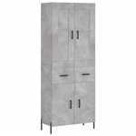 vidaXL Buffet haut Gris béton 69 5x34x180 cm Bois d'ingénierie
