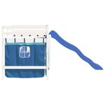 vidaXL Lit mezzanine enfants et rideaux bleu 80x200cm bois pin massif
