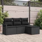 vidaXL Ensemble de canapé de jardin avec coussin 4 Pièces Noir