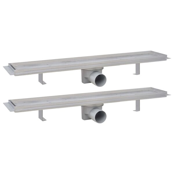 vidaXL Drain de douche linéaire 2 Pièces 630 x 140 mm Acier inoxydable