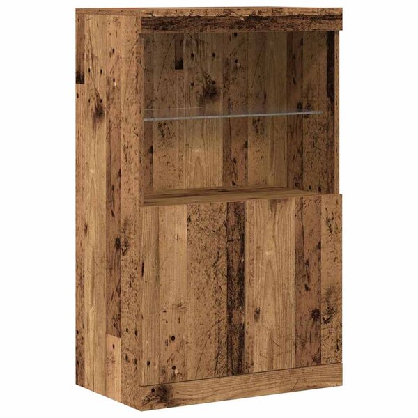 Buffet vidaXL avec lumières LED Bois ancien 60x37x100 cm