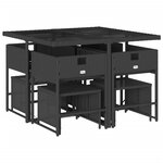 vidaXL Ensemble à manger de jardin 9Pièces coussins noir résine tressée