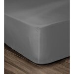 Drap Housse 100  Coton 180 x 200 cm - Bonnet 35 cm - Gris foncé
