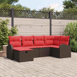 vidaXL Ensemble de canapé de jardin 6 Pièces Marron polyrotin