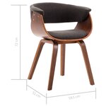 vidaXL Chaises à manger lot de 2 gris bois courbé et tissu