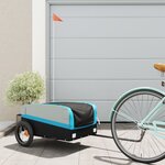 vidaXL Remorque de vélo noir et bleu 30 kg fer