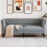 vidaXL Canapé Chesterfield Gris clair 182.5 x 74.5 x 74.5 cm tissu