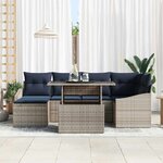 vidaXL Ensemble de canapé de jardin avec coussin 7 Pièces Gris et marine