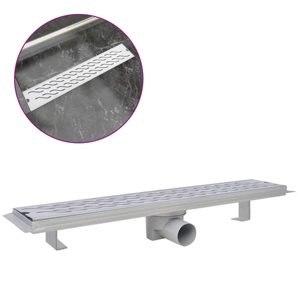 vidaXL Drain de douche linéaire 630 x 140 mm Acier inoxydable