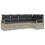 vidaXL Ensemble de canapé de jardin 5 Pièces Gris clair Poly rotin