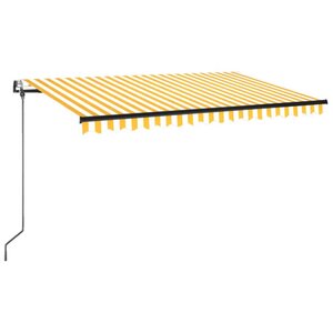 vidaXL Auvent automatique capteur de vent/LED 400x350cm Jaune et blanc