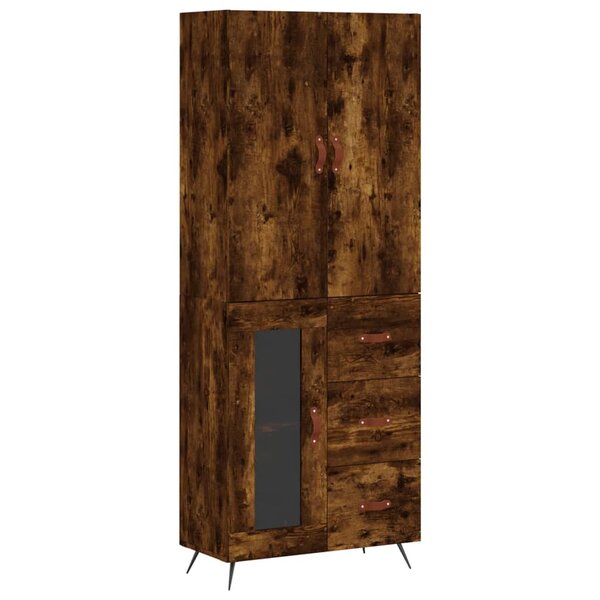 vidaXL Buffet haut Chêne fumé 69 5x34x180 cm Bois d'ingénierie