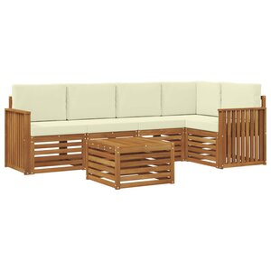 vidaXL Ensemble de canapé d'angle avec coussin 6 Pièces Naturel et Crème