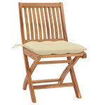 vidaXL Chaises de jardin lot de 2 et coussins blanc crème Teck massif