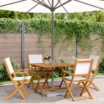 vidaXL Ensemble à manger de jardin 5 Pièces blanc crème tissu bois massif