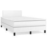vidaXL Sommier à lattes de lit avec matelas Blanc 120x200cm Similicuir