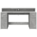 vidaXL Bureau et lumières LED gris béton 160x55x91cm bois d'ingénierie
