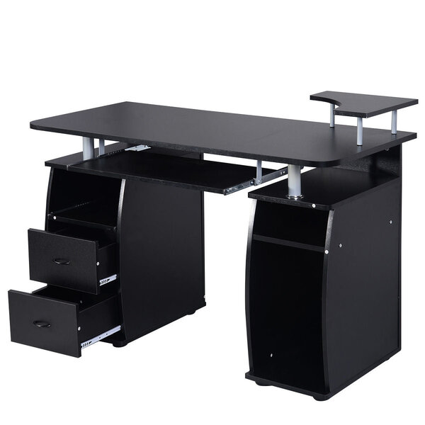 Bureau informatique avec support d'écran 120 x 55 x 85 cm amélioration de l'efficacité style moderne en MDF noir 20_0010917