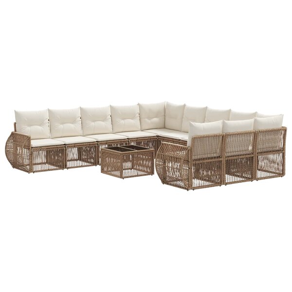 vidaXL Ensemble de canapé de jardin 12 Pièces Beige et blanc crème