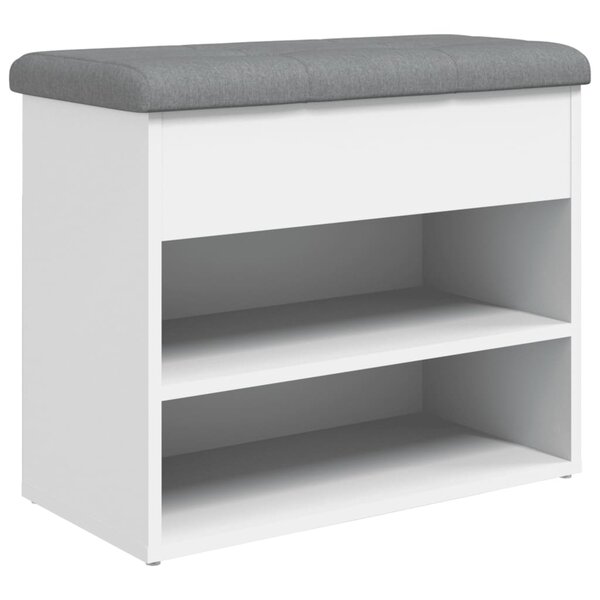 vidaXL Banc à chaussures Blanc 62x32x50 cm Bois d'ingénierie