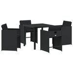 vidaXL Ensemble de salle à manger de jardin de 5 pièces avec coussins Noir Poly Rattan