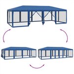 vidaXL Tente de fête avec 12 parois latérales en maille bleu 8x4m PEHD