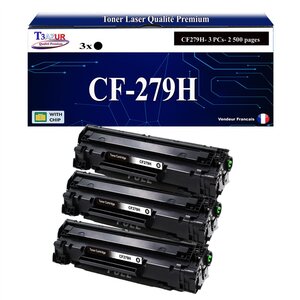 T3AZUR -3x Toners compatibles avec HP CF279H (79X) pour HP LaserJet Pro M12a  M12w  M26a  M26nw