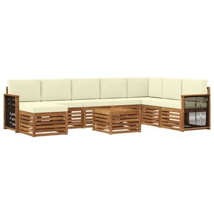 vidaXL Ensemble de canapés d'extérieur 7 pc Naturel et Crème