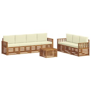 vidaXL Ensembles de canapés 8 pc Naturel et Crème Bois d'Acacia Massif