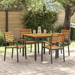 vidaXL Ensemble de Repas de Jardin 5 Pièces en Bois Massif d'Acacia et Métal